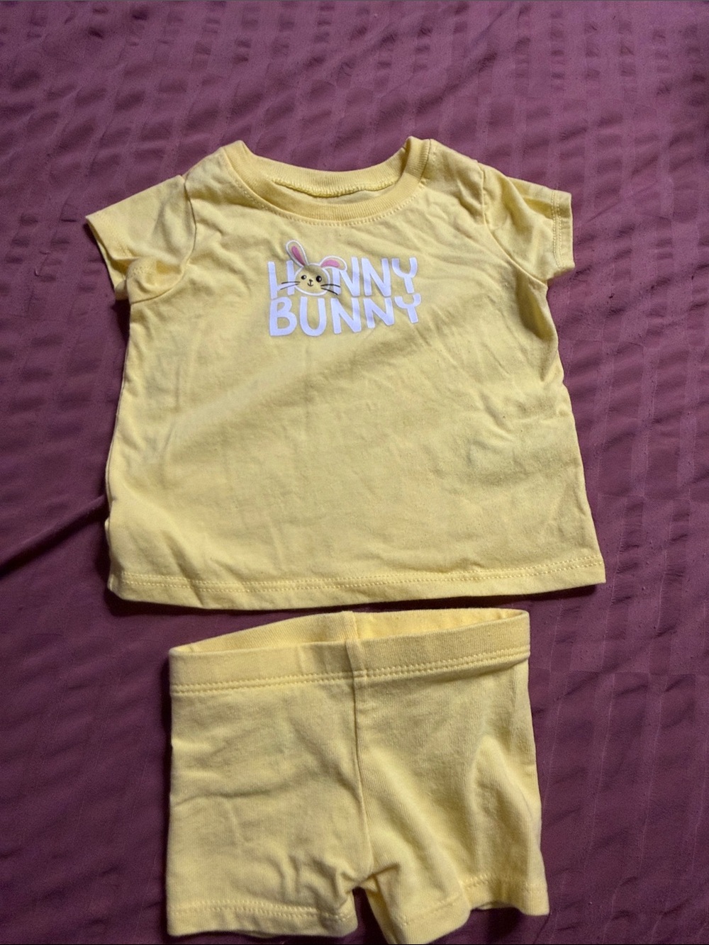 Yellow 'Honny Bunny' Baby Tee and Shorts Set
